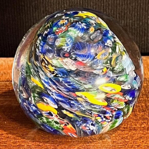 Murano Style Confetti Millefiori Paperweight - Picture 2 of 8